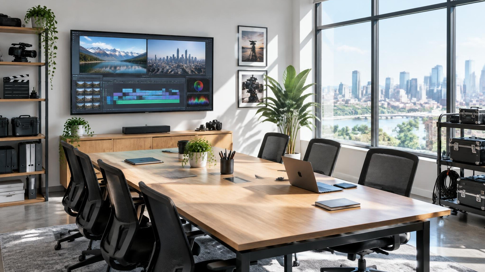 Bright modern office meeting room