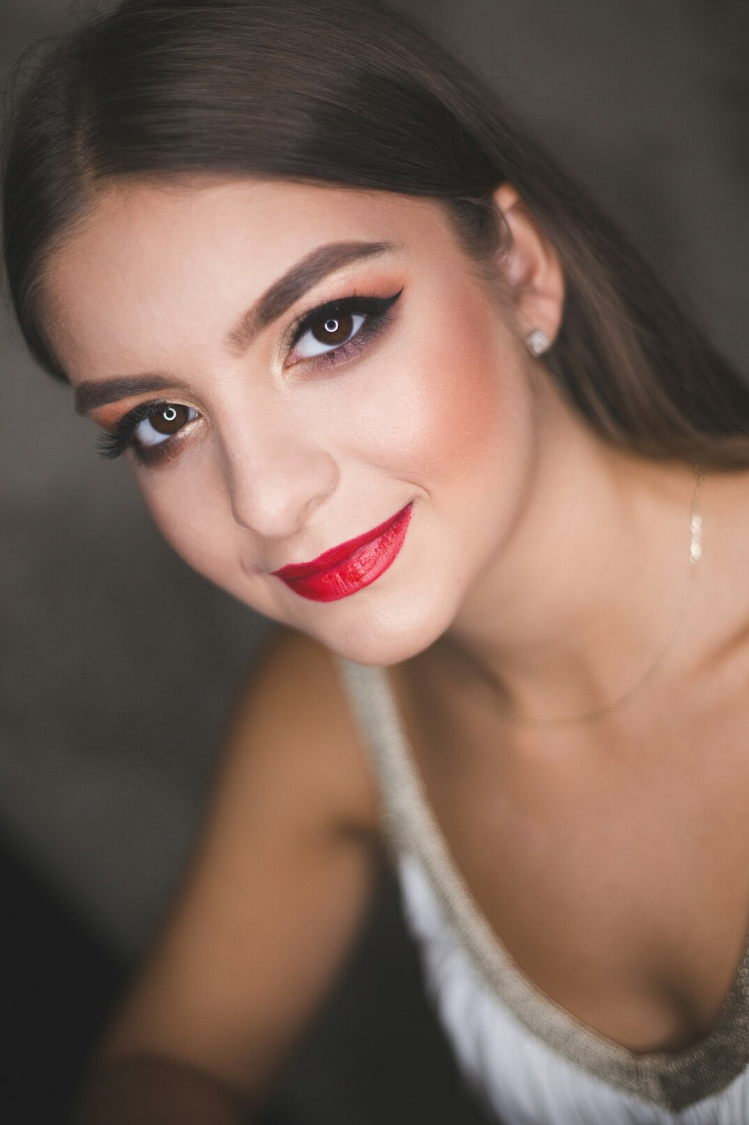 Portrait of a smiling woman with dark hair