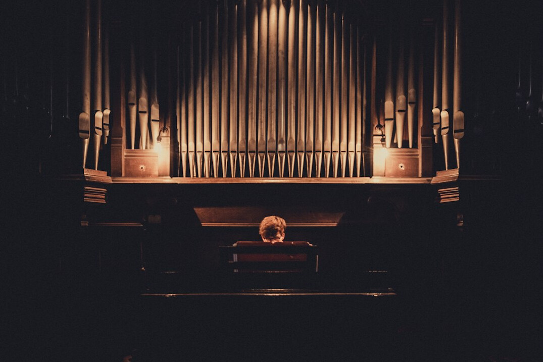 Empty stage with curtains and spotlights